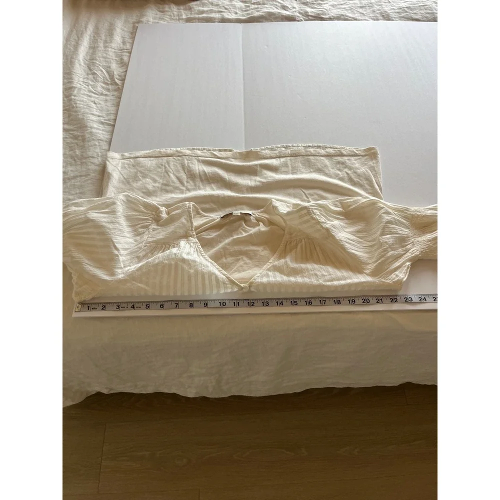 LOFT Womens Top White M Boho Cottage Coastal Vacation Minimalist - Picture 5 of 8